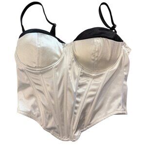 Fashion Nova Satin Bustier Top Women XS White & Black